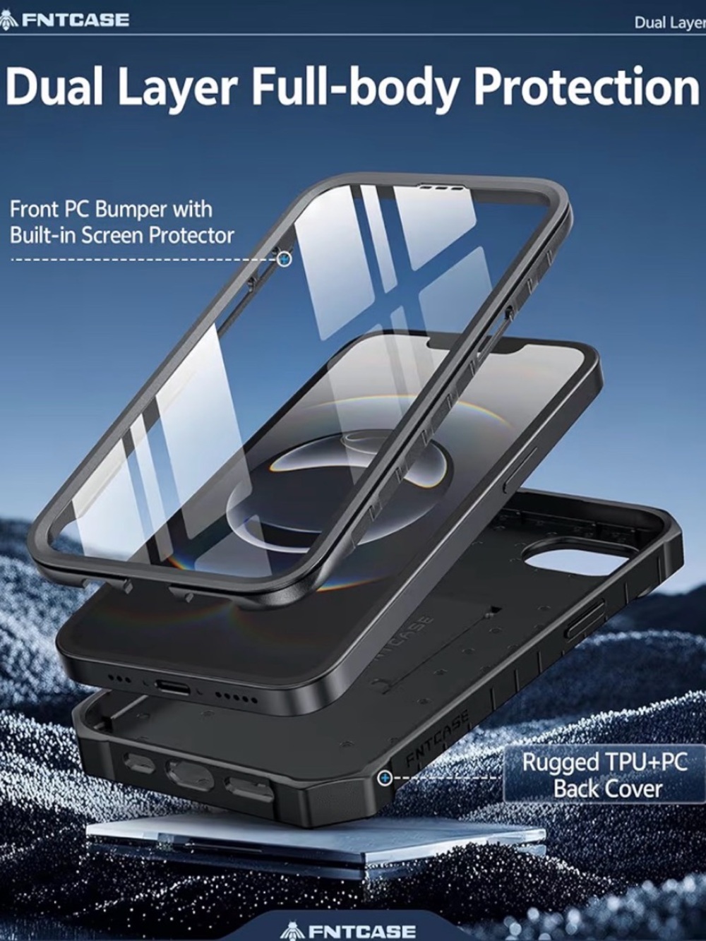 NIB FNTCASE iPhone 16e (2025) Rugged Phone Case | Built-In Screen Protector - Picture 2 of 6
